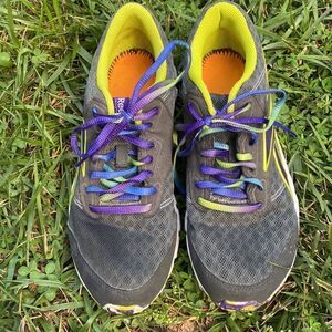 Reebok Women's Sneakers - Gray with Purple and Yellow Accents